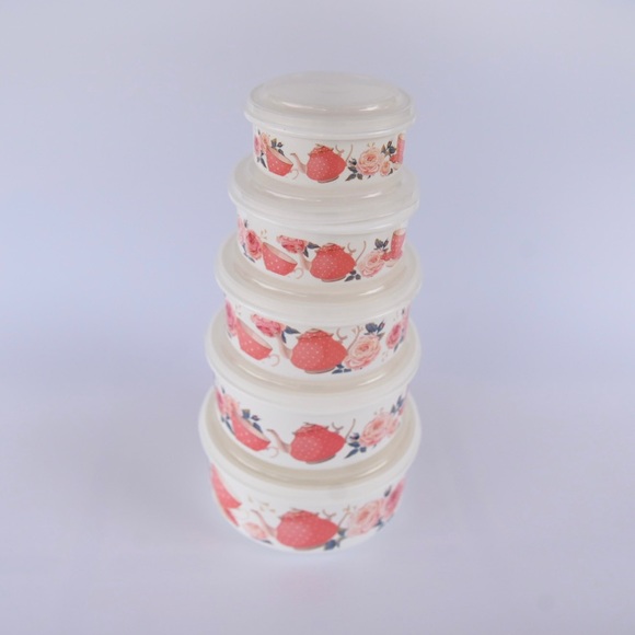 Decorative food storage containers 5 pack. Plastic - Picture 1 of 3